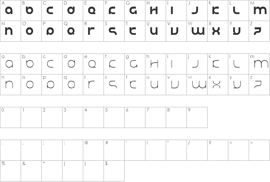 JUSTIFYlazy by Norwegian Ink font character map preview