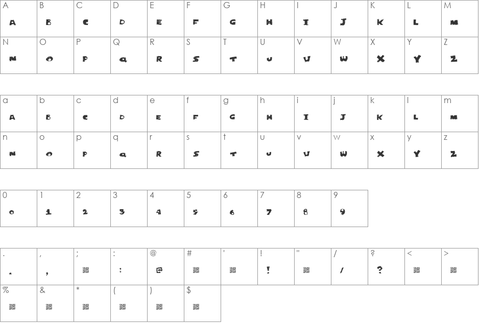 JustPerforate font character map preview