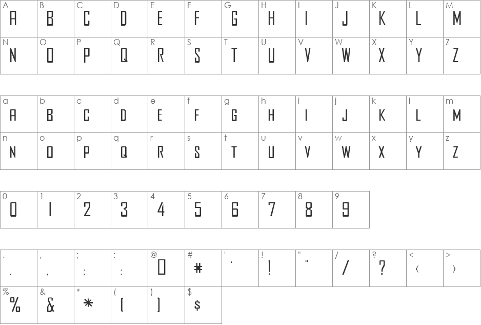 JustRight font character map preview