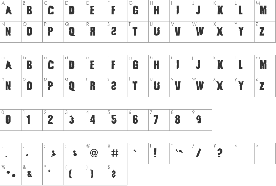 JustSmashing font character map preview