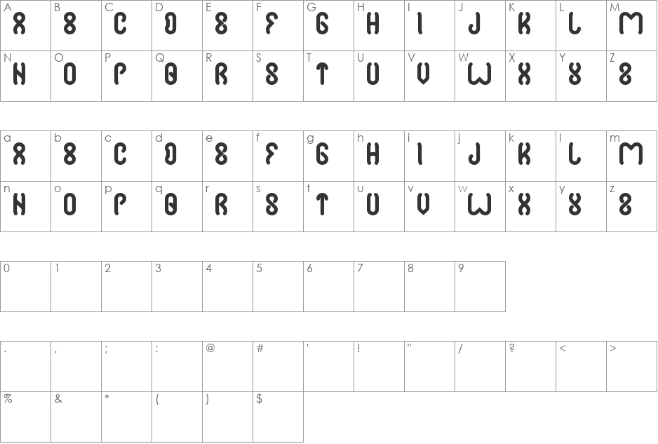 justta font character map preview