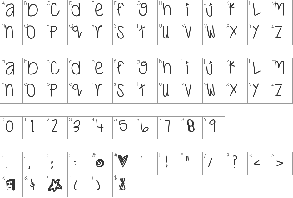 JustWaitAndSee font character map preview