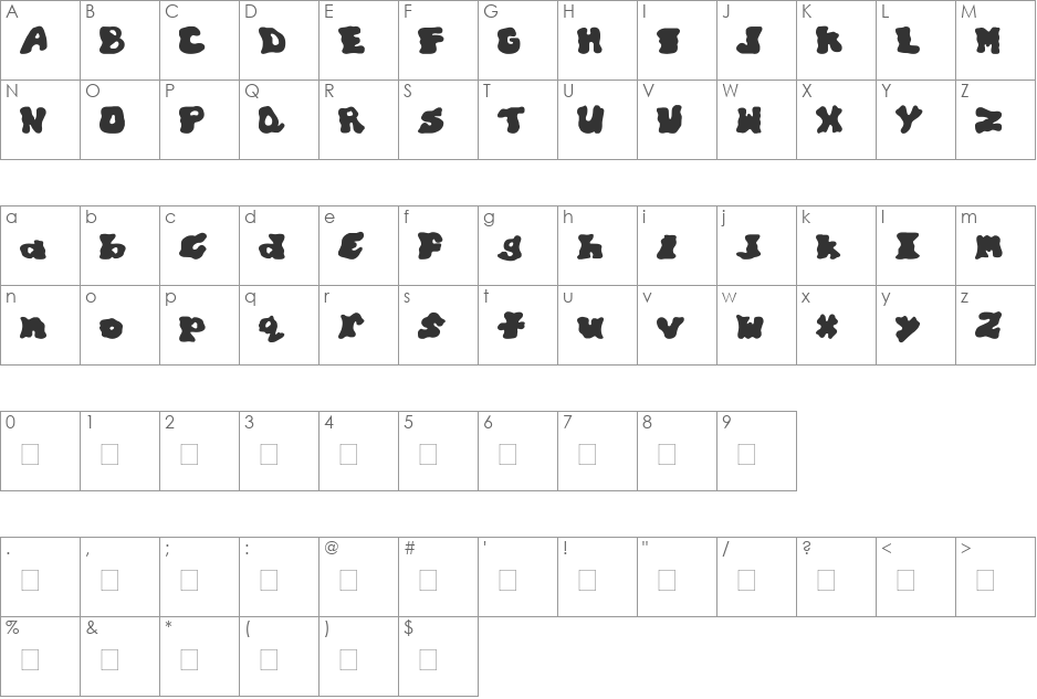 just_willys font character map preview