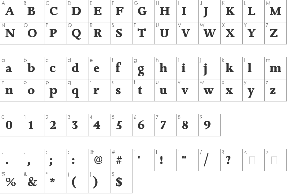 Juxta Display SSi font character map preview