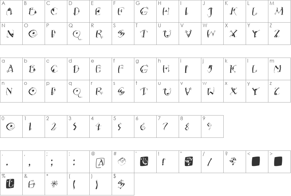K-Neptuns font character map preview