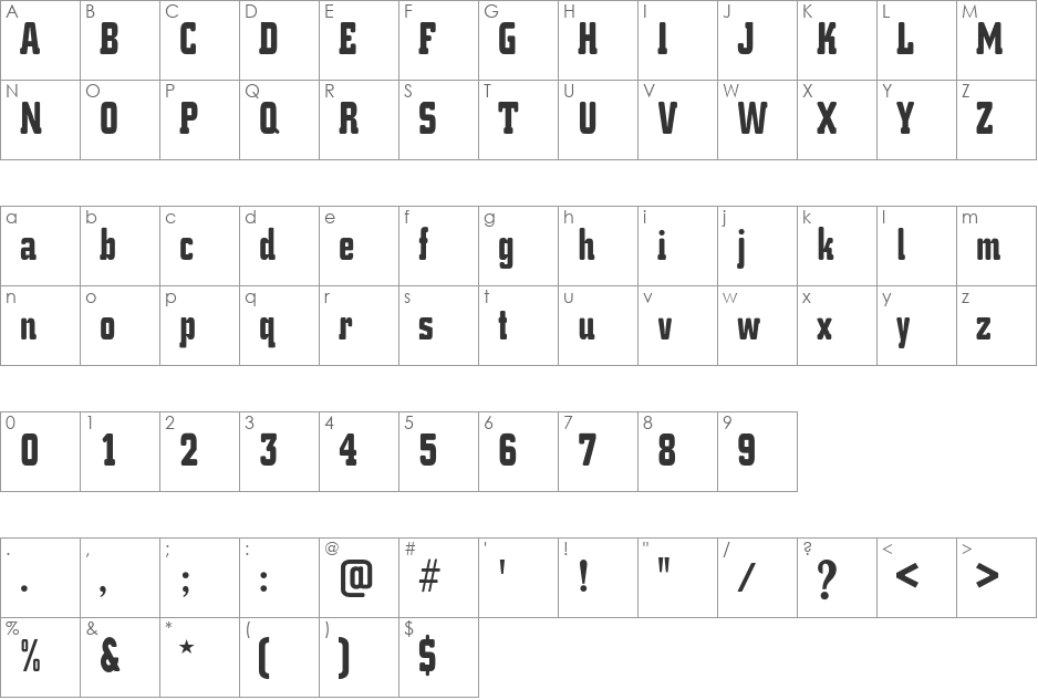 K.O. Activista* font character map preview