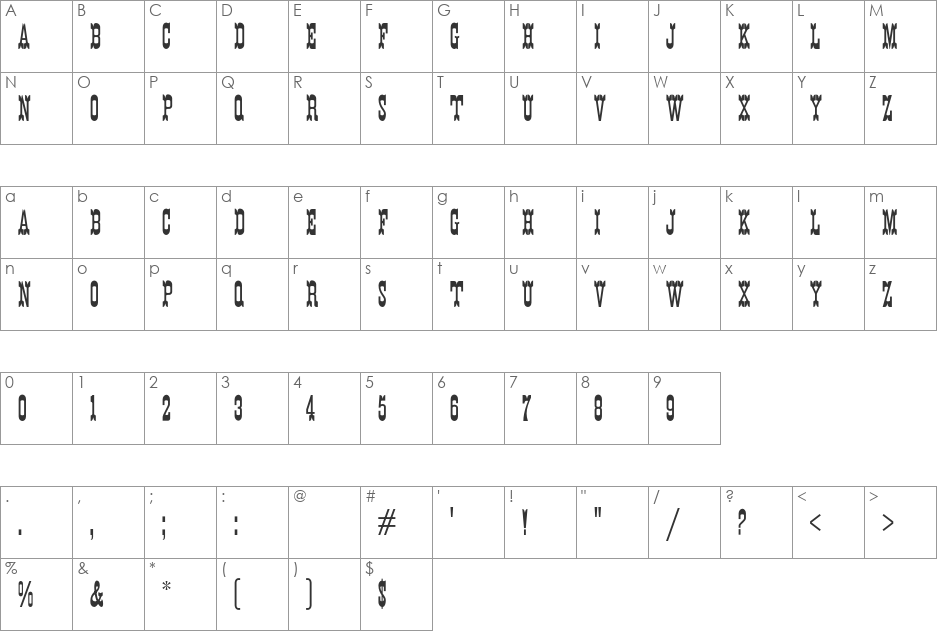 K22 Eureka font character map preview