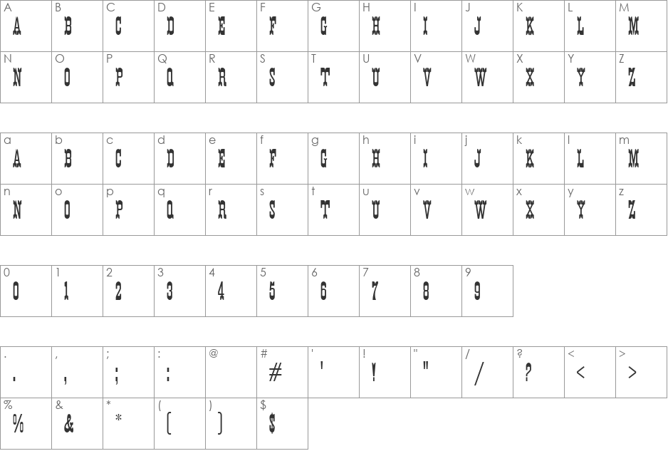 K22 Eureka NoFrills font character map preview