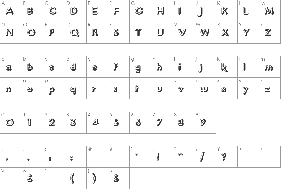 K22 Lucifer No. 1 font character map preview