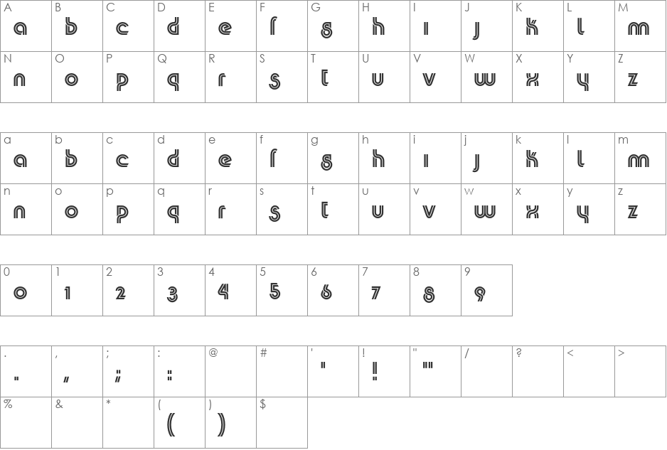 K22 Plural font character map preview