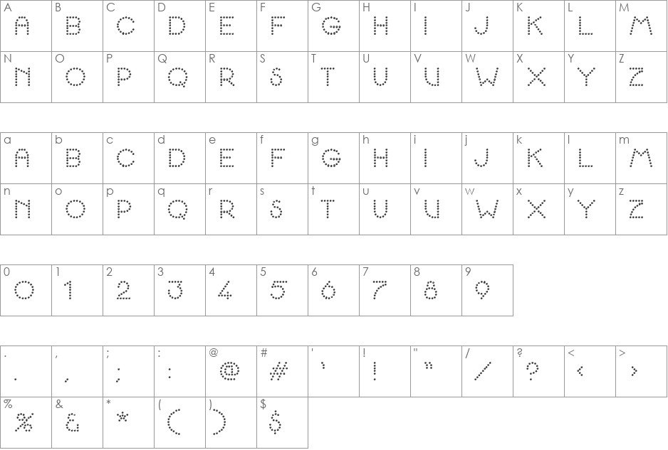 K22 Spotty Face font character map preview