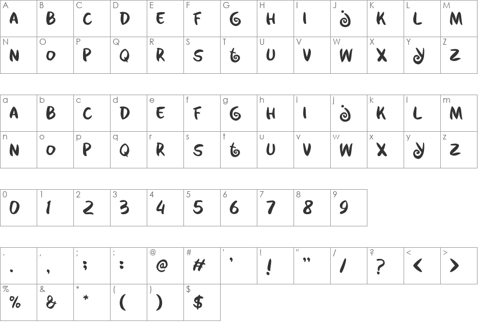 kabayan font character map preview
