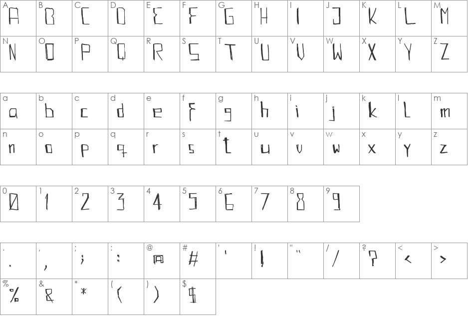 KABBE font character map preview