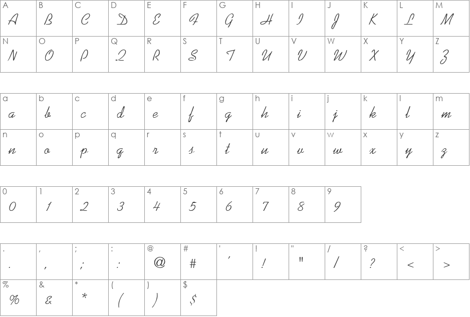 KABEAN font character map preview