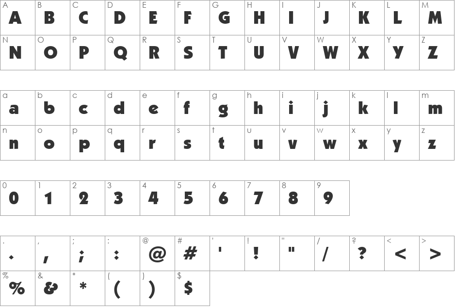 Kabel Ult BT font character map preview