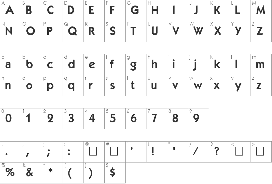 KabelDemi font character map preview