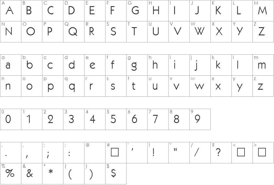 KabelMedium font character map preview