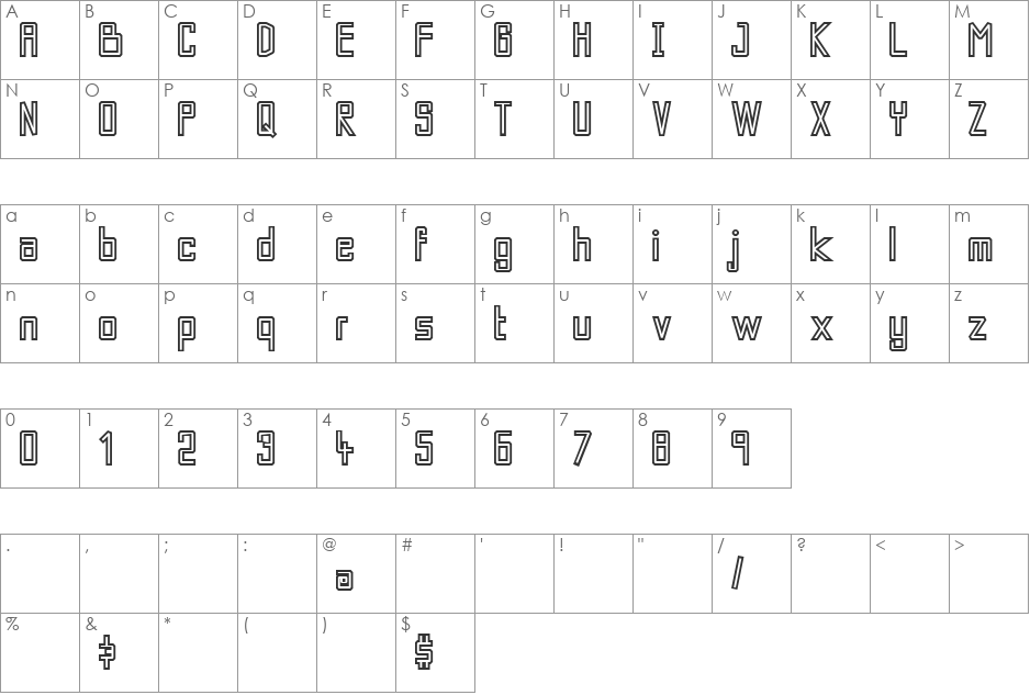 Kaberet font character map preview