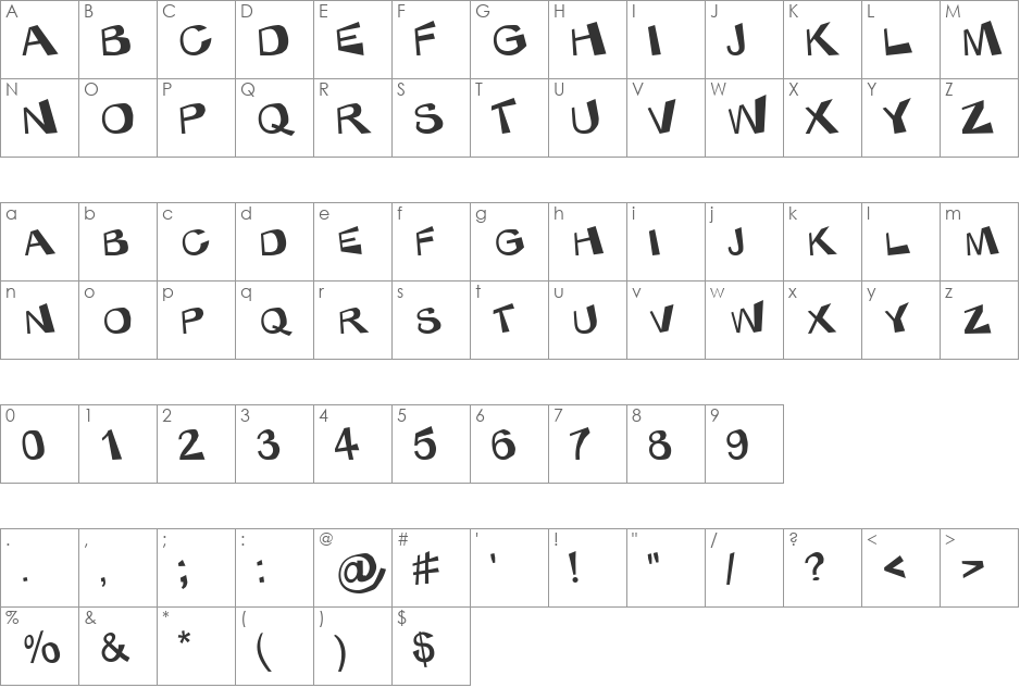 KaBlam! font character map preview