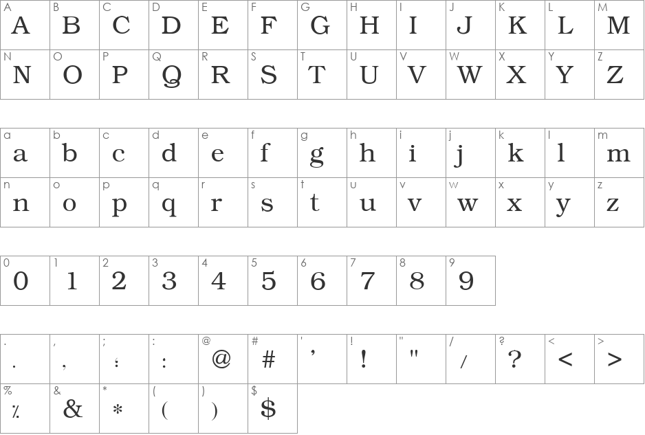 KacstNaskh font character map preview