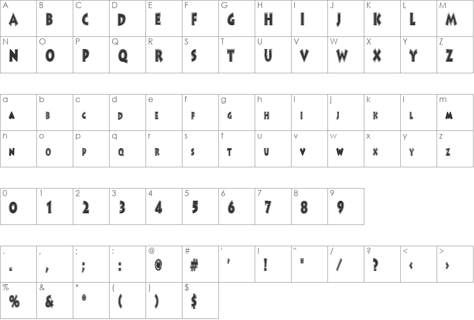 ArtistPursuit117 font character map preview