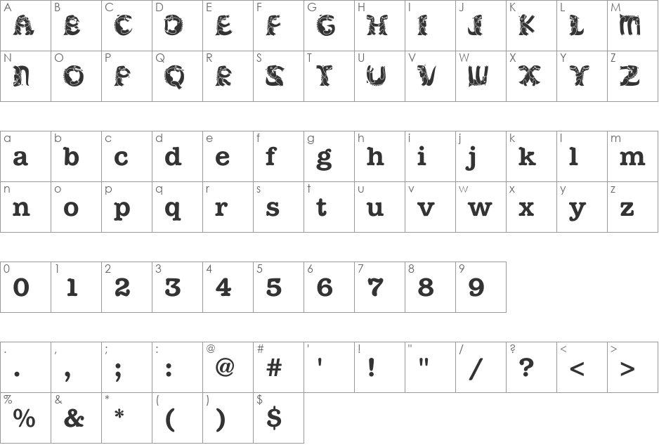 KADinoSob font character map preview