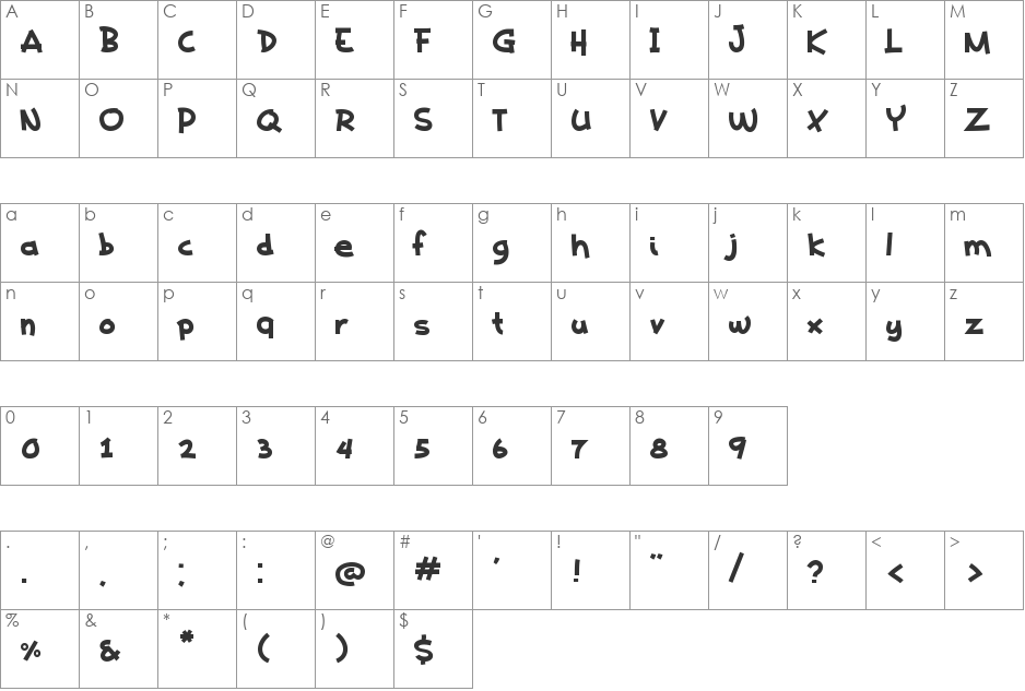 Kaeden font character map preview