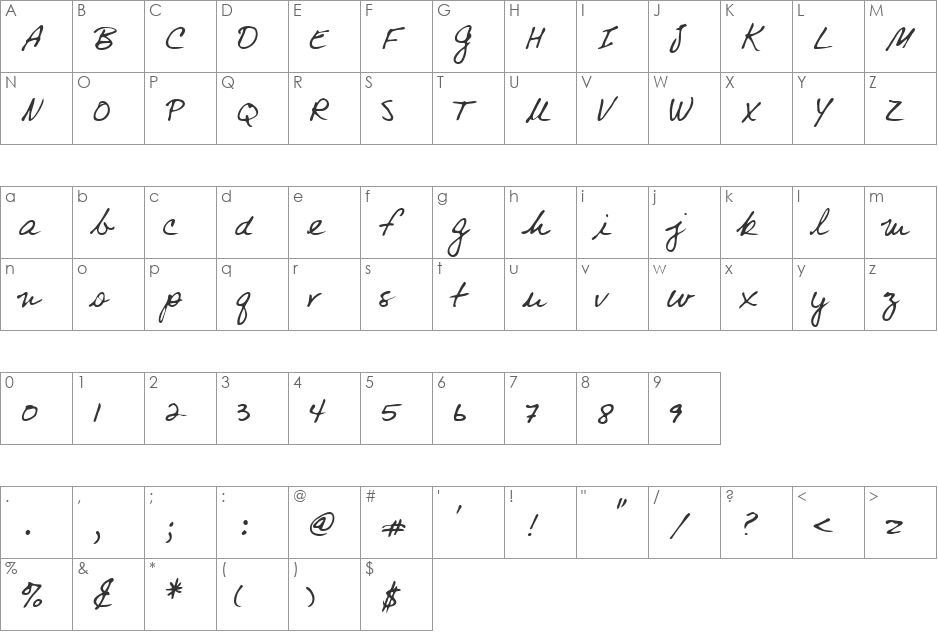 Kaempf font character map preview