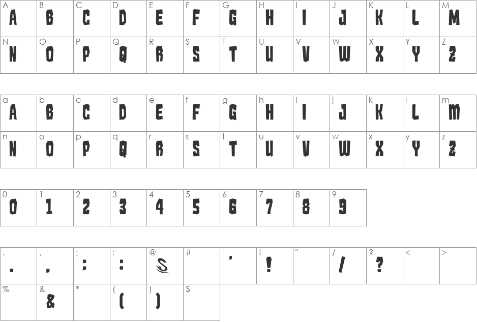 Kaiju Monster__G font character map preview