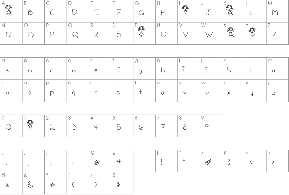 Kaileen font character map preview