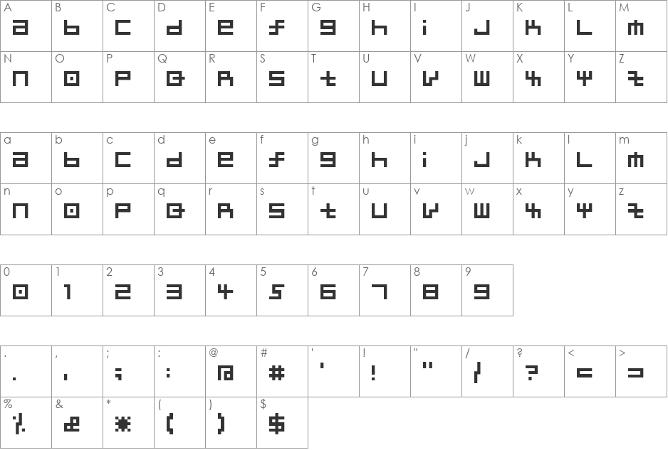 kairee font character map preview