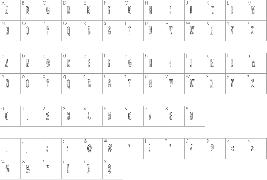 Kaktuspiste font character map preview