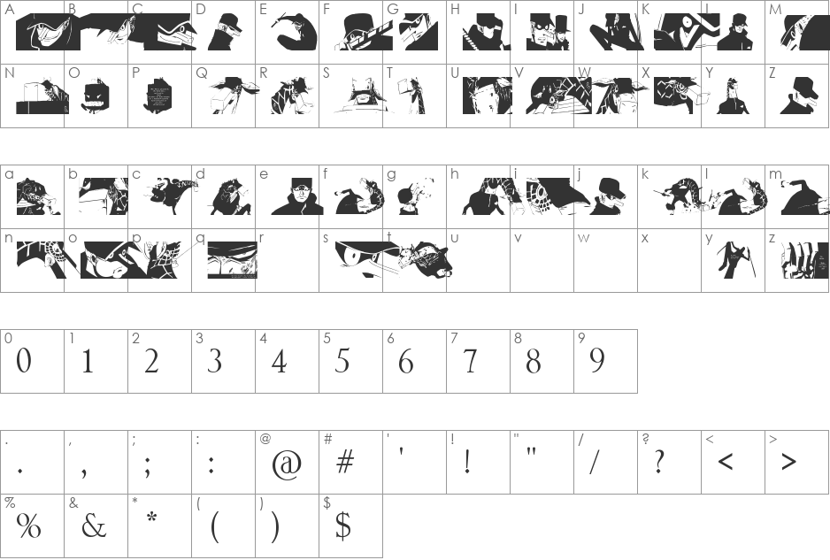 Kaku Dingbats One Piece Art One Piece Area font character map preview