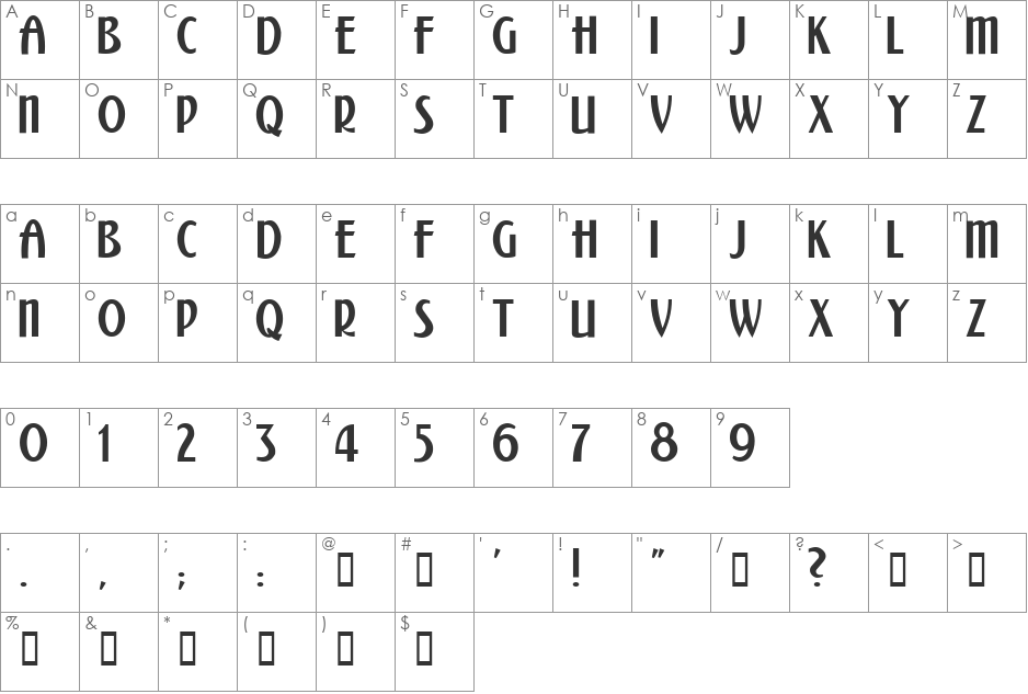 Kalenderblatt Grotesk font character map preview