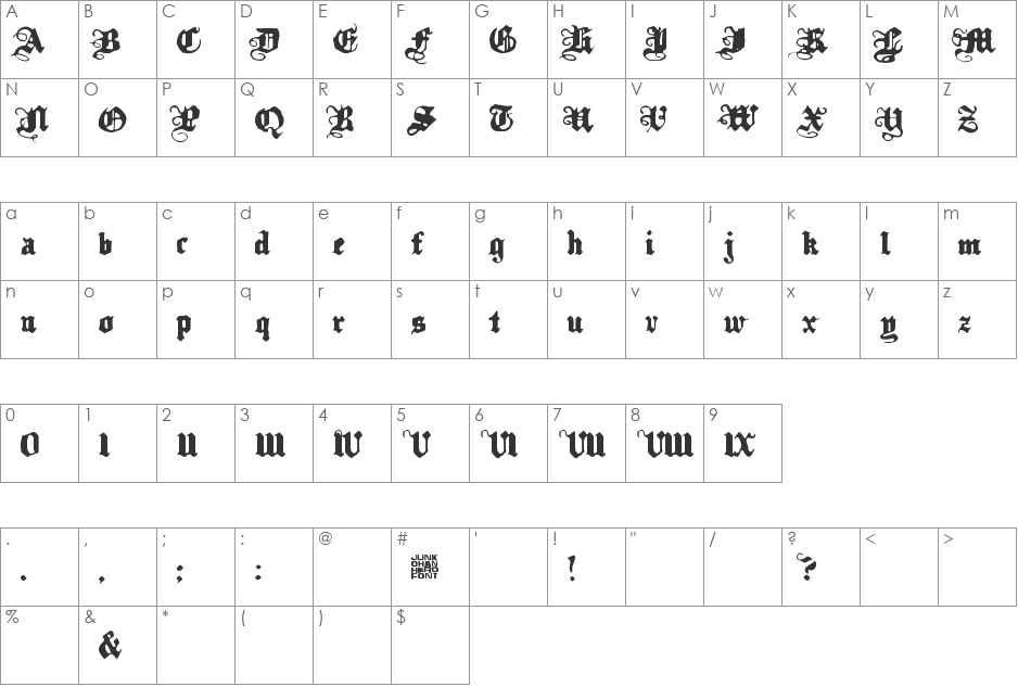Kalmari font character map preview