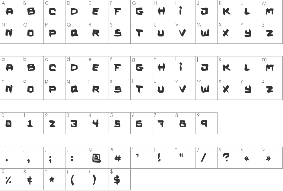 Kalyst font character map preview
