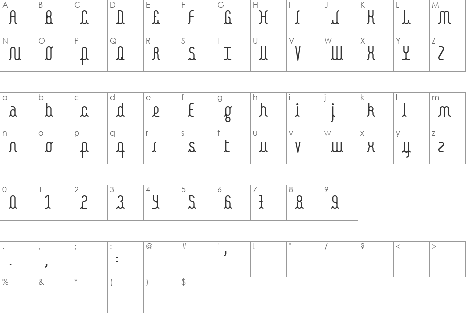 Kamalo font character map preview