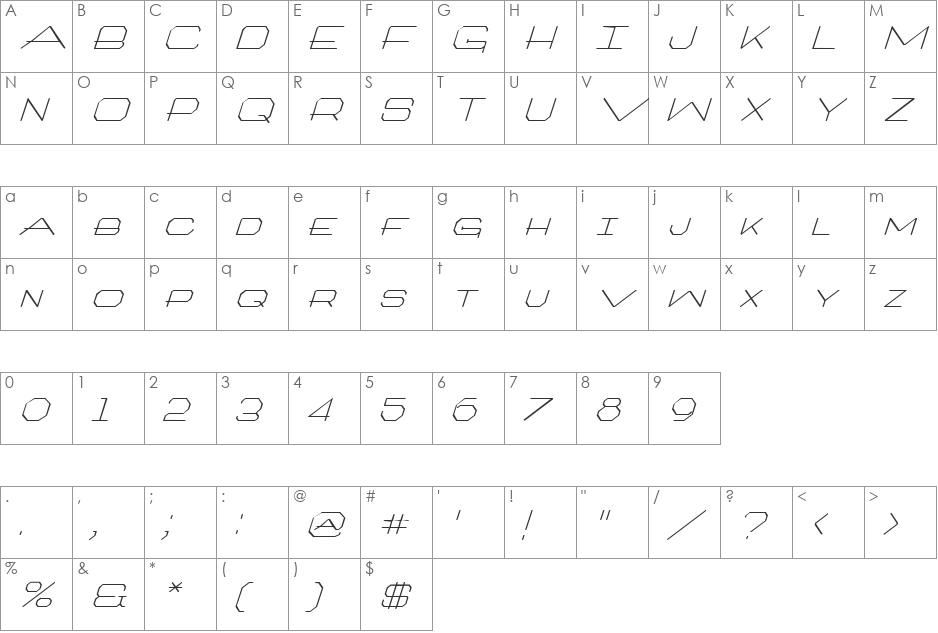 ArtlookIT font character map preview