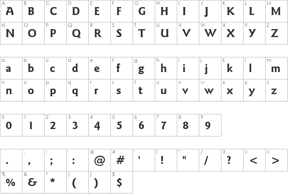 Kamana font character map preview