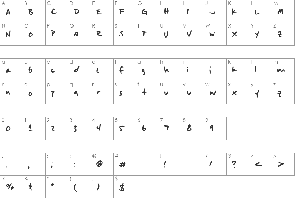 ArtMartinez font character map preview