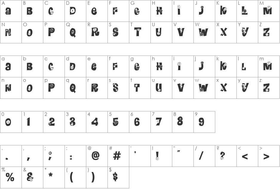 Kamille font character map preview