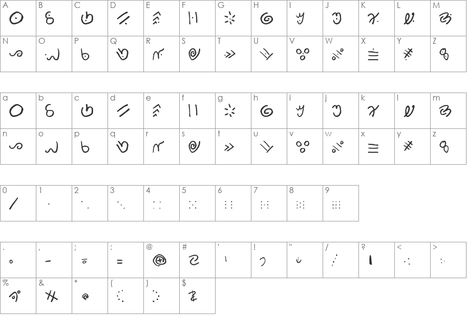 kamis font character map preview