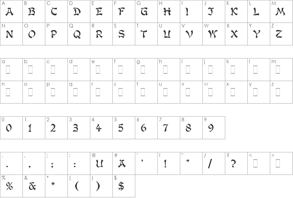 Kanban LET font character map preview