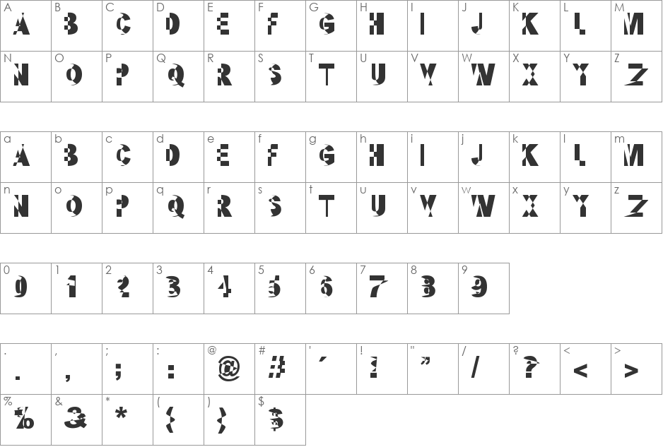kandinsky font character map preview