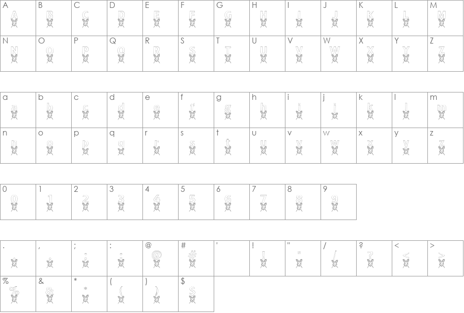 KangrooFaceHollow font character map preview