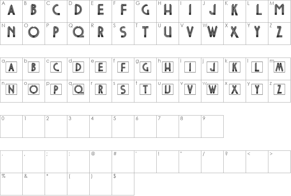 ArtNouveauCaps font character map preview