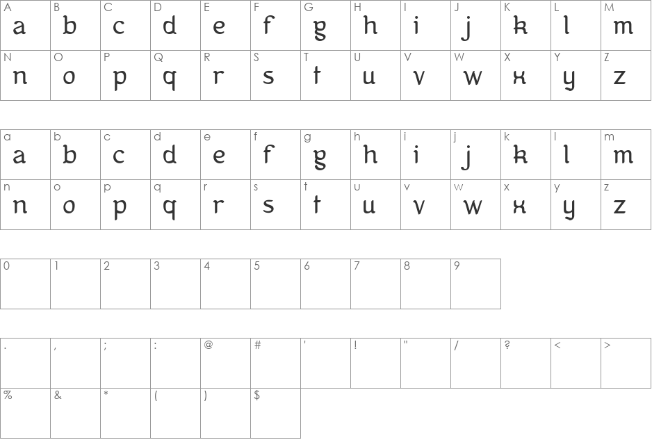 Kanis font character map preview