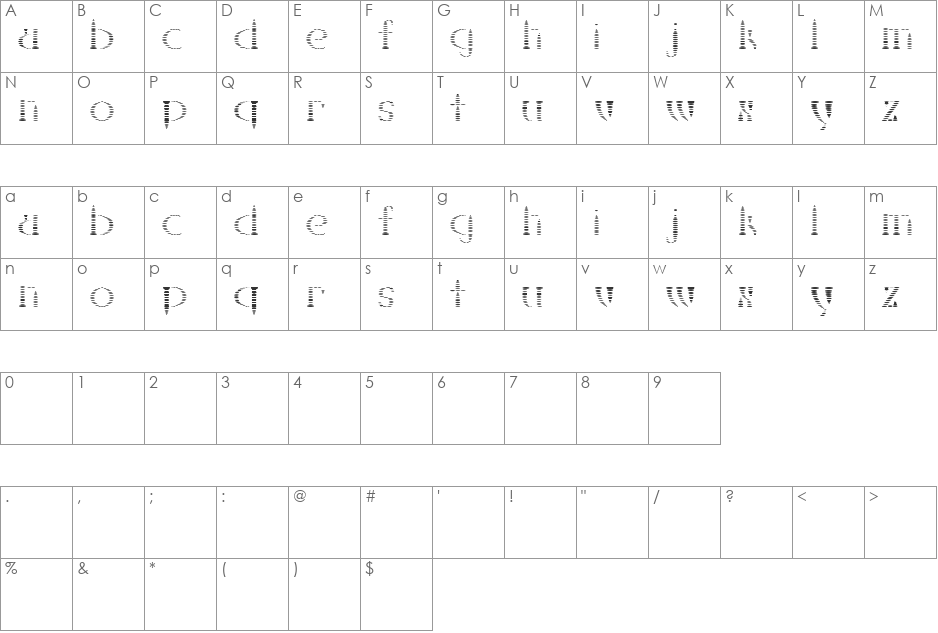Kanizsa font character map preview