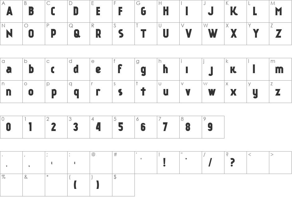 Kankin FREE FONT font character map preview
