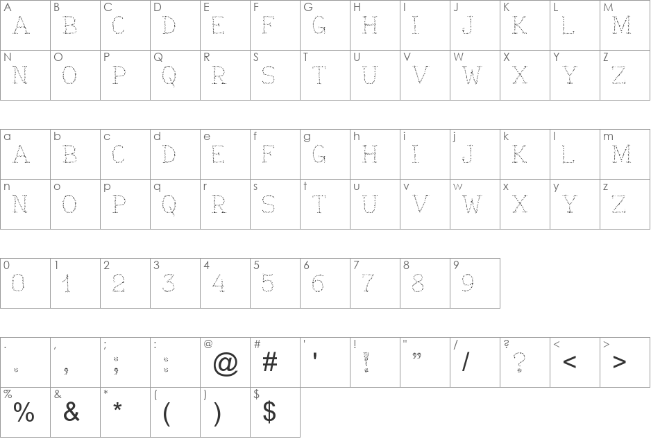 Kaplionixxaz Demo font character map preview